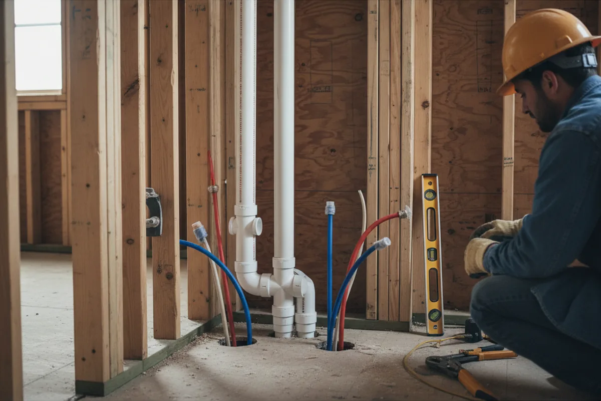 Drain and supply rough-in during Leak Detection in Eleroy